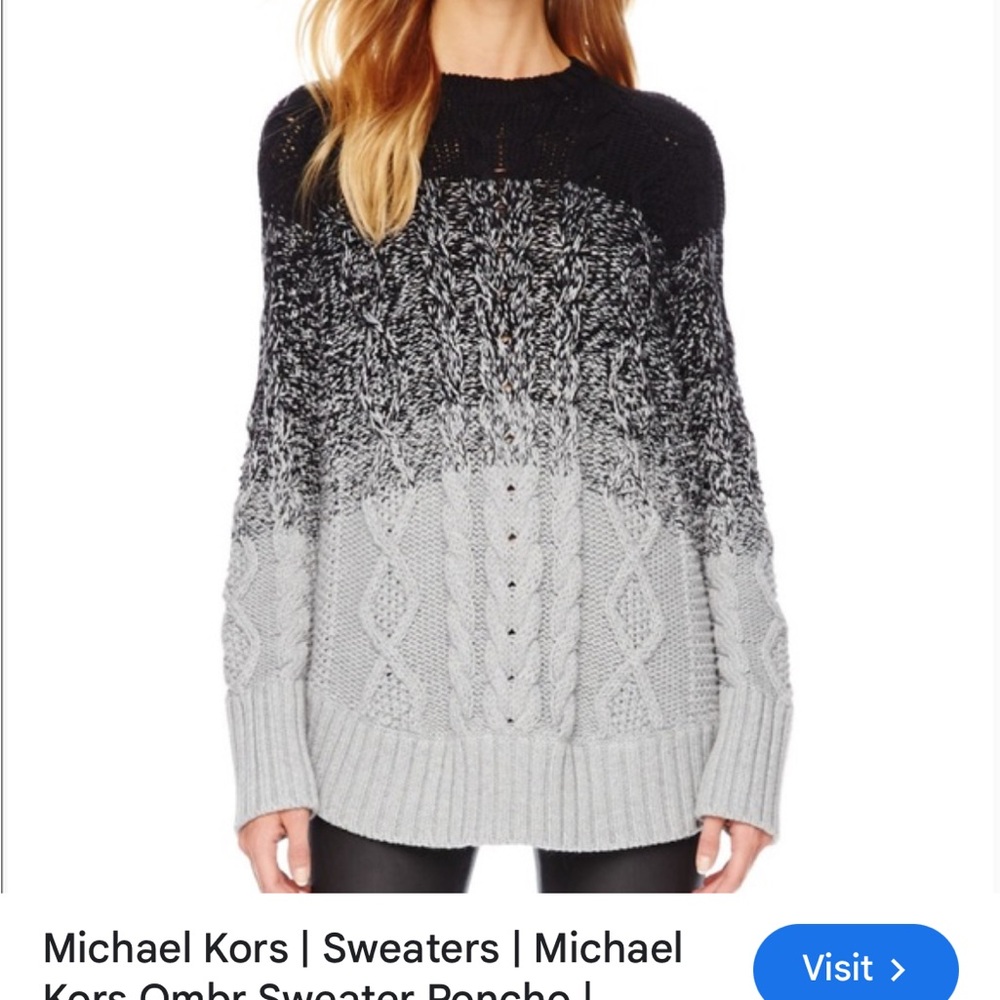 MICHAEL Michael Kors Black and Gray Ombré Sweater Size Sm